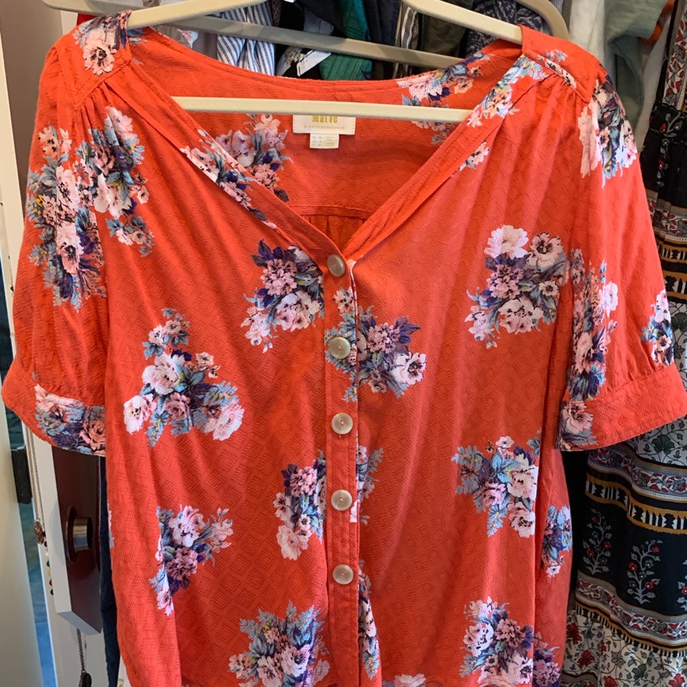 Maeve floral button up blouse sz 8